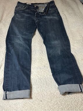 Classic Men's Dark Wash Denim Jeans - Blue